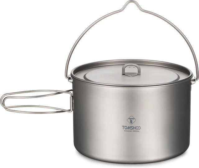 TOMSHOO Titantopf für Outdoor-Camping mit Deckel und abnehmbarem Griff, Silber, 1,1 l - Bild 1