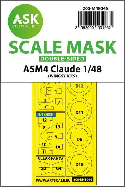Wingsy A5M4 Claude, Double-sided painting mask, Zubehör, Gelb, 1:48 - Bild 1