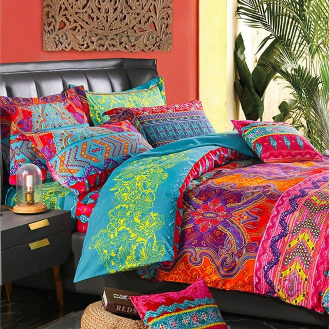 Binchi Outdoor Product 3-teiliges Bettwäscheset aus Mikrofaser mit Karomuster in Schwarz und Multicolour, bestehend aus 1 Bettbezug und 2 Kissenbezügen, Breite: 135 cm, Länge: 200 cm - Bild 1