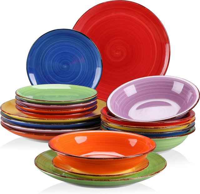 vancasso Geschirrset aus Steingut in Multicolor, 36-teiliges Dinner-Service für 12 Personen mit Speisetellern, Suppentellern und Desserttellern - Bild 1
