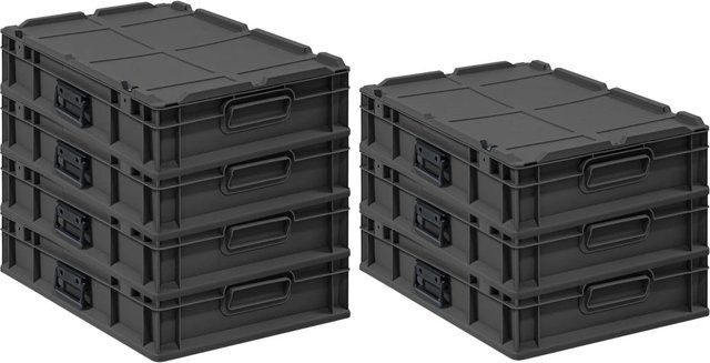 PROREGAL Supersparset 7x Eurobox Nextgen Portable Transportbehälter in Schwarz, H x B x T: 13,5 x 40 x 60 cm, 23 Liter pro Box - Bild 1