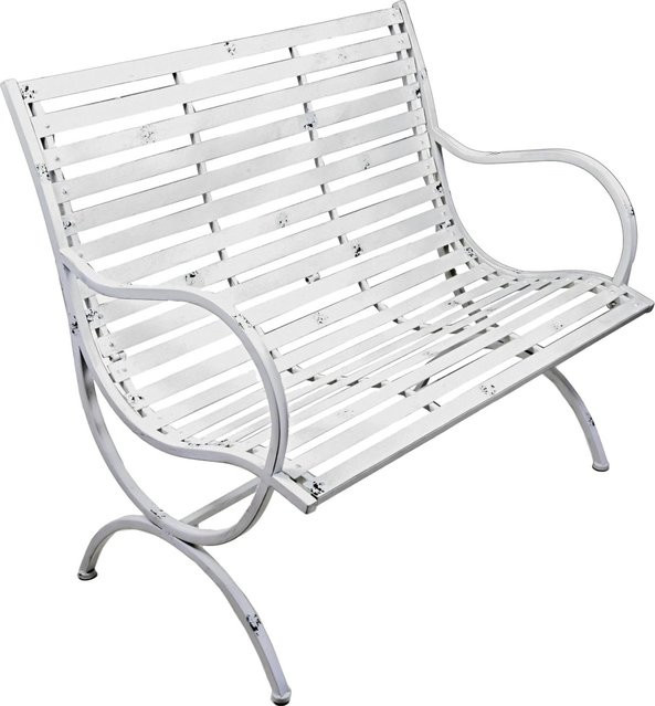 DELUKE Gartenbank RIKKE aus Eisen in Weiß, wetterfeste Terrassenbank im Antik-Look, Breite: 104 cm - Bild 1