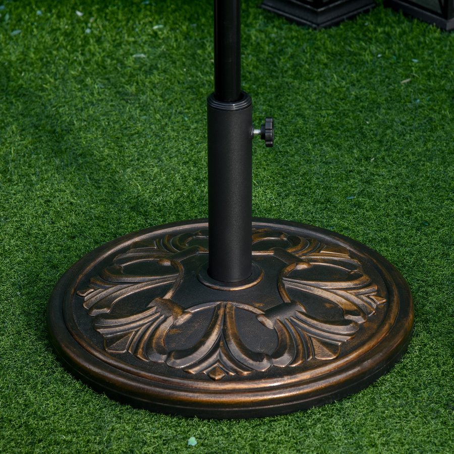 Outsunny Sonnenschirmständer in Antik Bronze mit geflochtenem Korbdesign aus Kunststoff und Zement, Durchmesser: 48 cm, Höhe: 34 cm - Bild 2