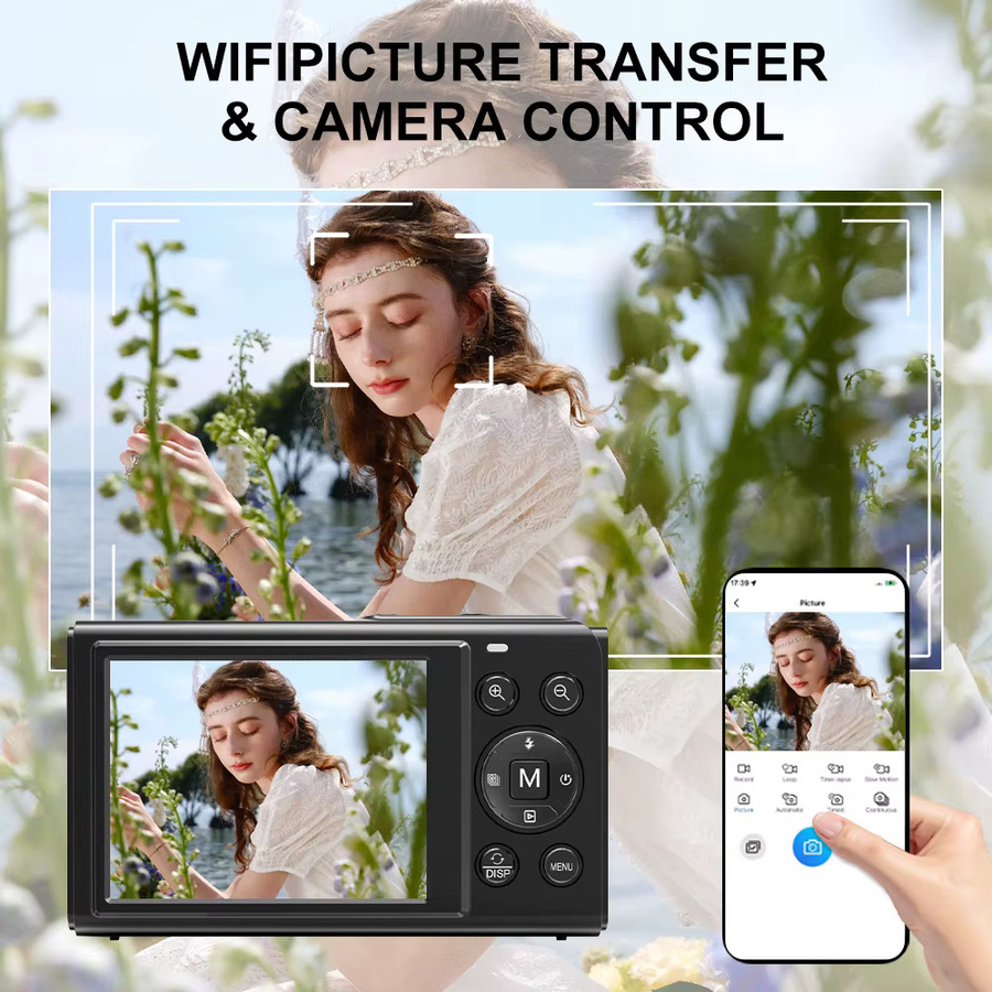 Ourlife Digitalkamera 5K 80MP mit 18X Digitalzoom, Dual IPS-Bildschirm und WIFI, Kompaktkamera für Vlog und Fotografie in Schwarz - Bild 5