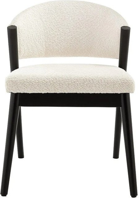 Vente-unique Stuhl Zelvyn Modern in Weiß mit Boucléstoff und Kautschukholz, B/T/H: 53,5 x 48,5 x 76,0 cm - Bild 1