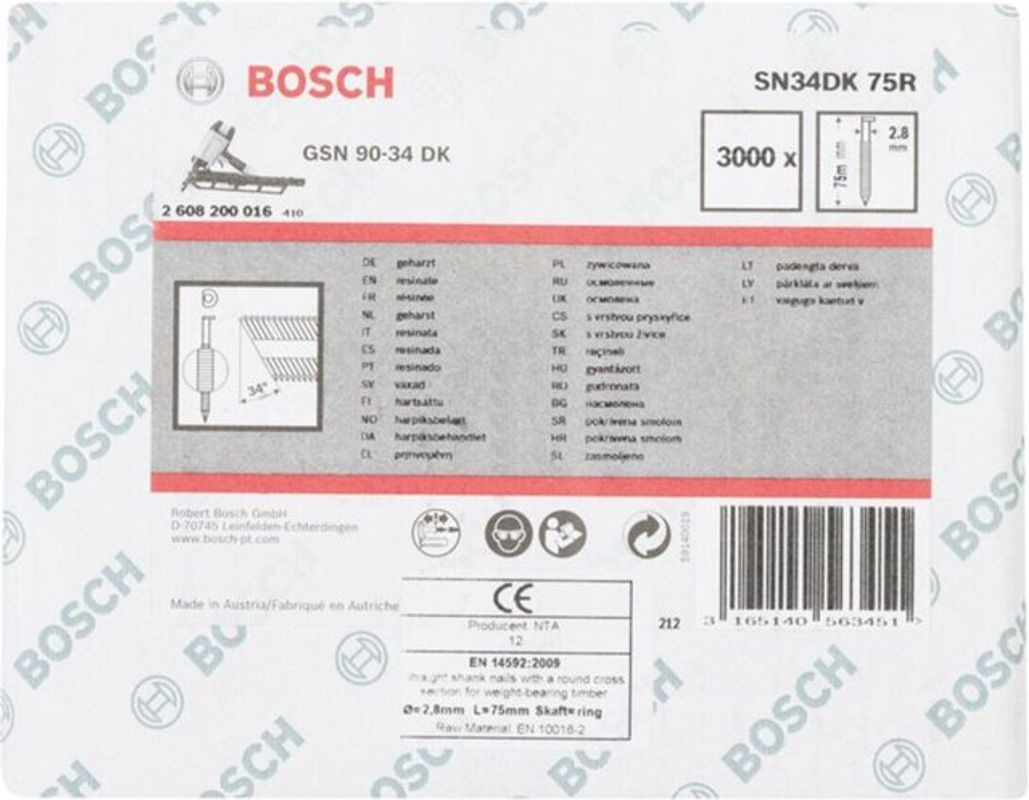 Bosch Streifennägel SN34DK rund, schwarz, Länge: 75 mm, 3000 Stück - Bild 2