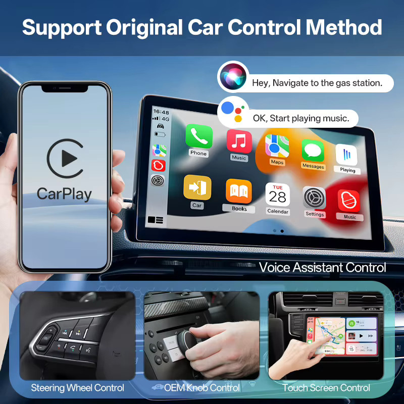 Hippcron 2-in-1 Kabelloser CarPlay und Android Auto Adapter, Smart Box mit USB-Schnittstelle, Schwarz - Bild 2
