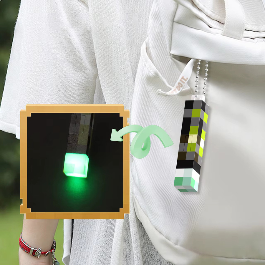 Bandai Mini Pixel Taschenlampe LED Schlüsselanhänger, USB wiederaufladbar, Nachtlicht Spielzeug - Bild 3
