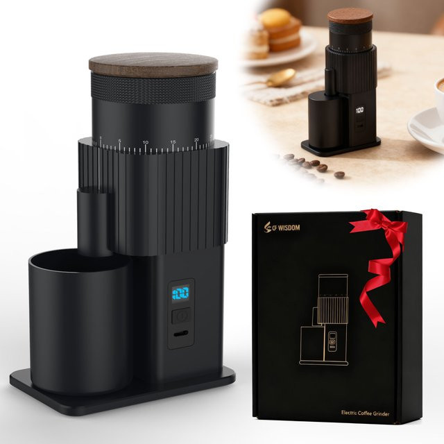 CF Wisdom Tragbare Elektrische Kaffeemühle in Schwarz, USB-aufladbar und einstellbar für Zuhause, Büro und Reisen - Bild 1