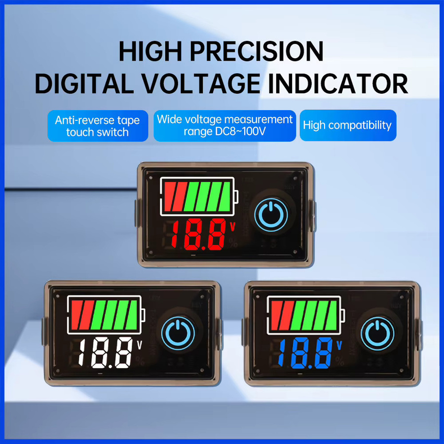 Voktta Digitalspannungsanzeige für Säure- und Lithiumbatterien mit Touch-Schalter, Universal Kapazitätsmesser und Tester für 8-100V - Bild 2
