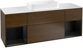 Villeroy & Boch Waschtischunterschrank Finion mit Abdeckplatte, Farbe Weiß und Walnuss Furnier, B/T/H: 160 x 60 x 50,1 cm - Bild 1