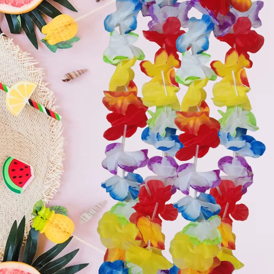 10 Stück AFYPRTY hawaiianische Blumenketten in Mehrfarbig, tropische Polyester-Blumengirlanden für Luau-Partys und Strandtanzpartys - Bild 2