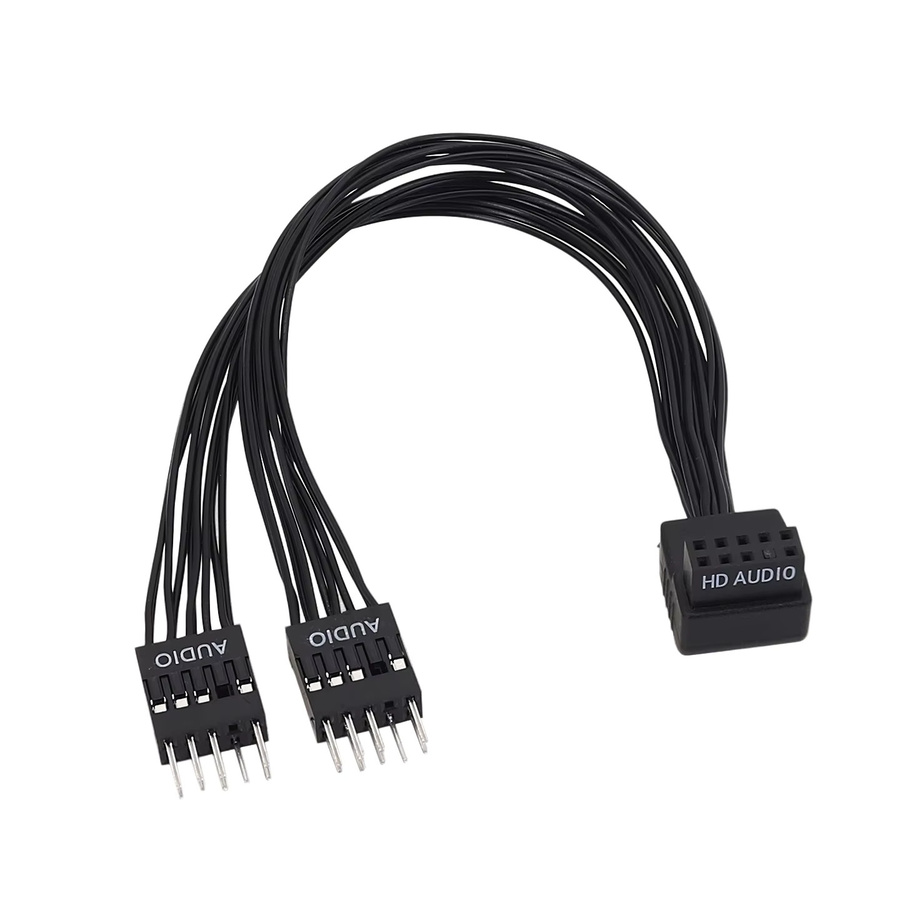 RGEEK Motherboard USB und HD Audio Verlängerungskabel 9Pin Y-Splitter mit 1 Buchse auf 2 Stecker in Schwarz für dein PC DIY - Bild 2