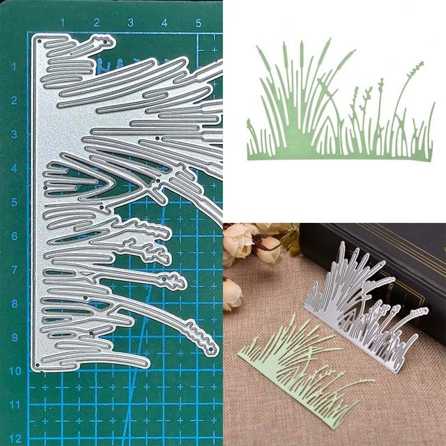 Metall-Stanzform Gras und Rasen in Silber für Papier-Handwerk und Bastelarbeiten - Bild 1