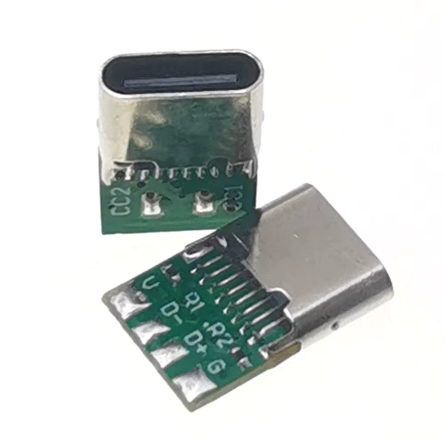 STLYCH USB Typ C Buchse mit Dual 5,1 kOhm Widerständen, 16-Pin Elektrische Terminals für DIY Datenkabel und PCB Board, Silber - Bild 2