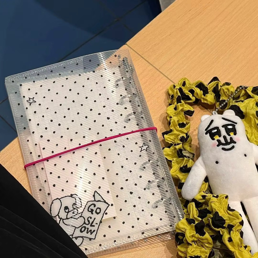Coliky A6 Polka Dot Notebook Cover aus Kunststoff mit Aufklebern für lose Blätter und Fotos - Bild 3