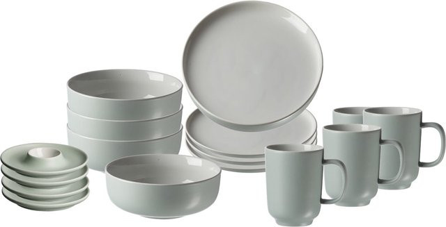 Ritzenhoff & Breker Frühstücksset Jasper aus Porzellan, 16er Set, Grau, Solid - Bild 1