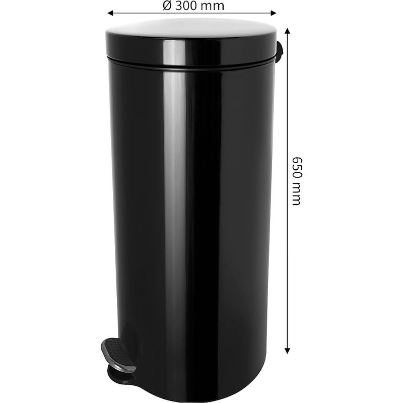 Helit Tretabfalleimer The Knight mit Pedal, 30 l, Schwarz/Silber - Bild 2