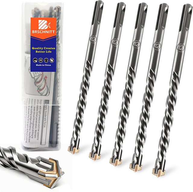 BRSCHNITT SDS-Plus Hartmetall-Bohrer-Set für Beton, Mauerwerk, Granit und Ziegel mit Hartmetallspitzen in Silber - Bild 1