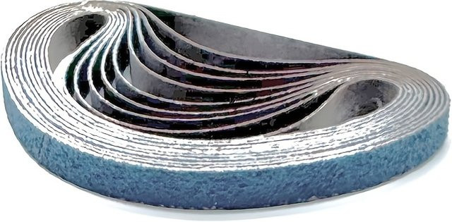 10 Stück Zirkonoxid-Korund-Schleifbänder in Blau für Holz und Rostentfernung, B: 330 mm, B: 10 mm - Bild 1