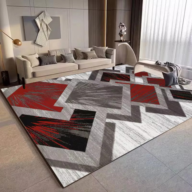 VIKAMA Moderner geometrischer Schlaufenstapel-Teppich als weiche und langlebige Bodenmatte für Schlafzimmer, Sofa und Wohnzimmer - Bild 1