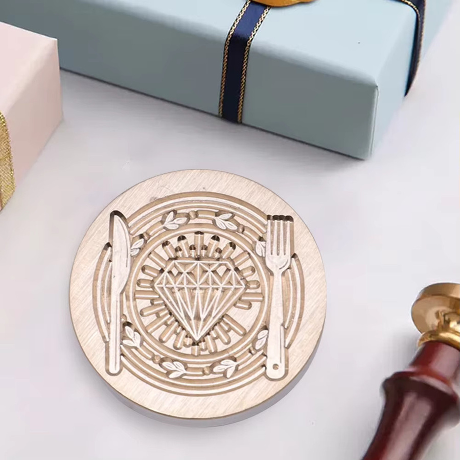 Shunmaii Rundes Siegel aus Kupfer in Gold für DIY Wachssiegel und Hochzeitskarten, Durchmesser: 25 mm - Bild 2