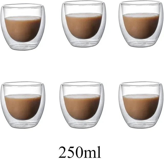 FEBRUAR WIND Kaffeetasse aus Glas mit Griff, doppelwandig und transparent, 250 ml - Bild 1