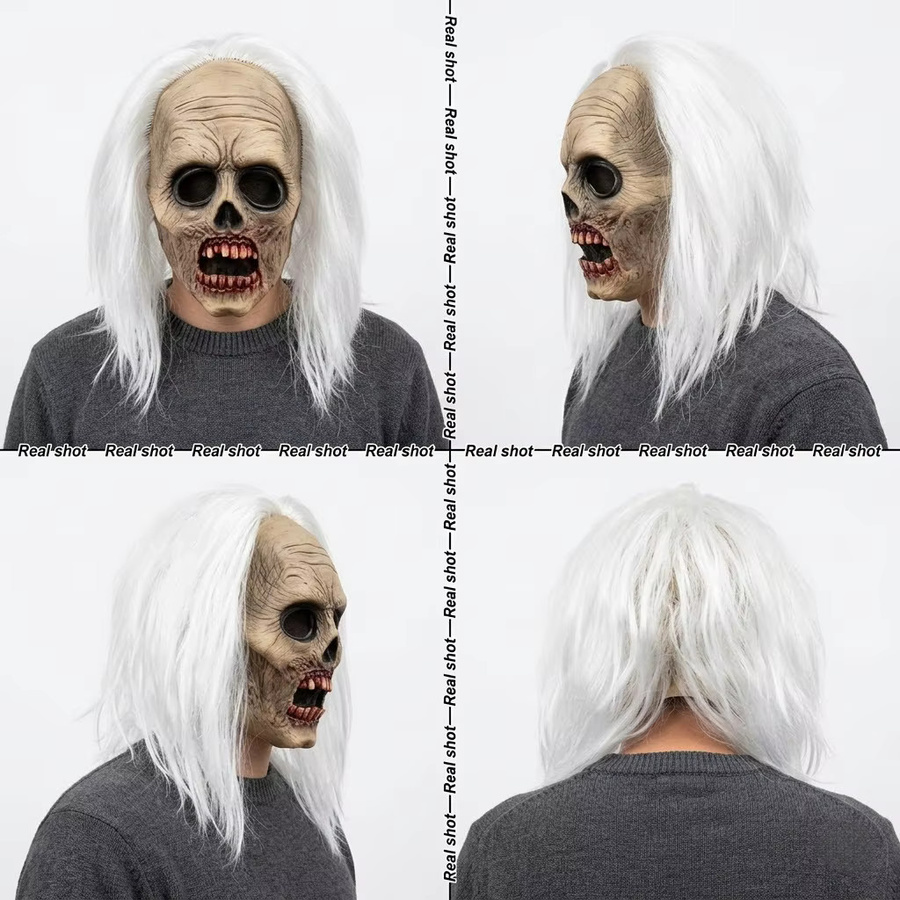 patygr Geisterhaus Zombie-Schädel Maske, Zubehör, Weiß, Gummi - Bild 4