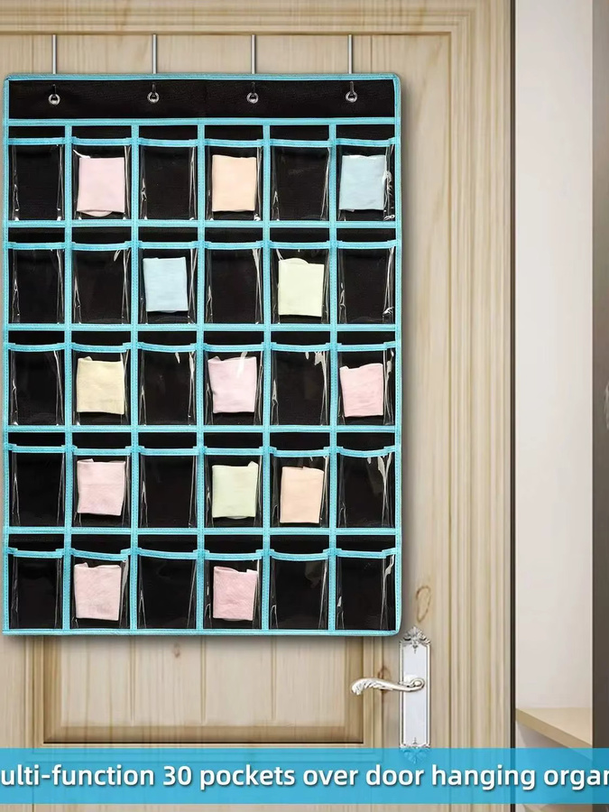 Hängender 30-Fächer-Taschen-Organizer für die Tür in Beige oder Blau zur Aufbewahrung von Schulmaterialien und Zubehör - Bild 6