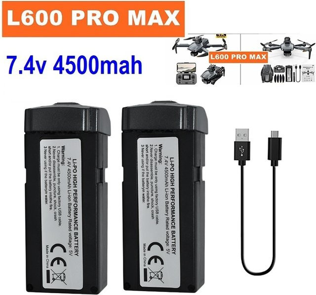 LYZRC L600 Pro Max Ersatzbatterie für Drohne, 7,4 V, 4500 mAh, Schwarz - Bild 1