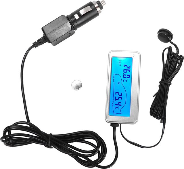 TOMTOP Digitales 12V LCD-Display Temperaturmessgerät für Auto Innen und Außen in Blau und Silber - Bild 1