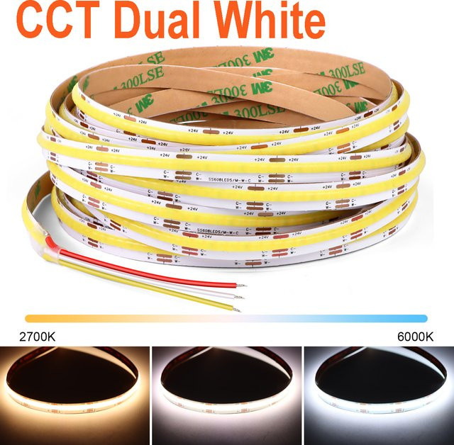 Lcamaw COB LED-Lichtstreifen für Indoor-Dekoration mit 608 LEDs in Warmweiß und Naturweiß - Bild 1
