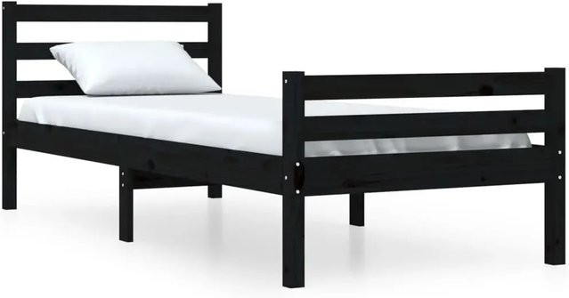 vidaXL Massivholzbett aus Kiefernholz in Schwarz, B/T: 100 x 200 cm - Bild 1