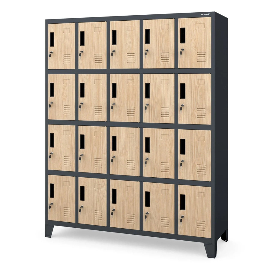 JAN NOWAK Arbeitsschutz-Spindschrank ROBERT in Anthrazit und Sonoma-Eiche, H x B x T: 172 x 136 x 45 cm - Bild 2