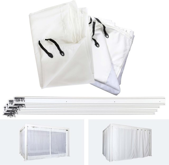 4er-Set MCW Seitenwände für Pergola und Pavillon J32 mit Moskitonetz, Polyester, Weiß, B x H: 400 x 300 cm - Bild 1