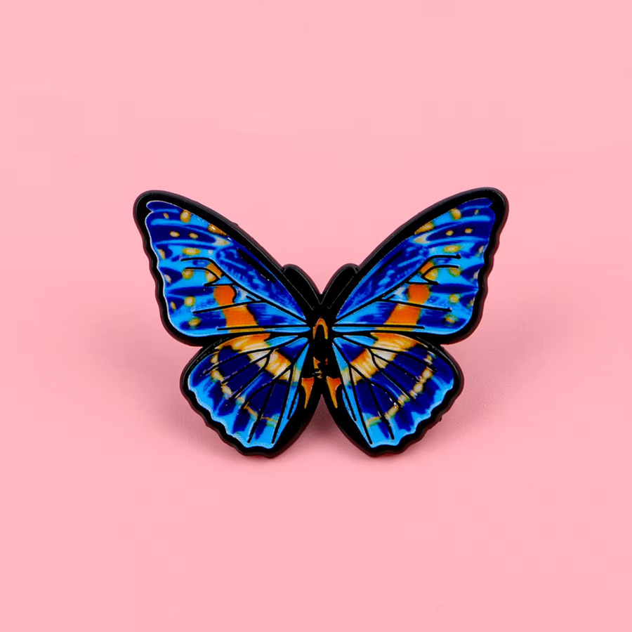 Brosche Schmetterling, Metall-Emaille, Messing, Bunt - Bild 2