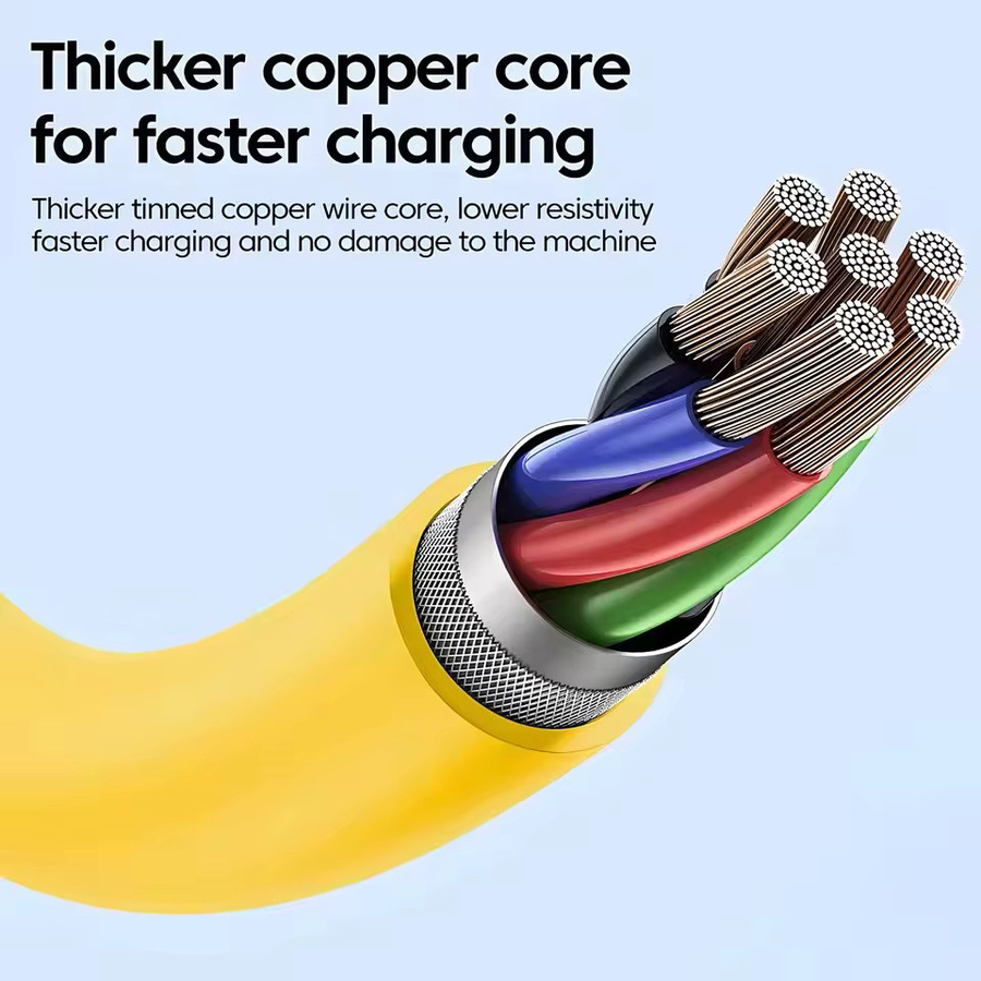 4 in 1 USB-C Schnellladekabel 65 W mit Zinklegierung, gelb, Länge: 1,5 m - Bild 2