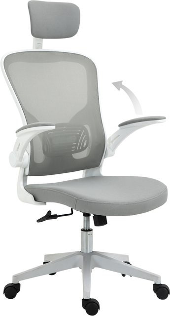 Vinsetto Ergonomischer Bürostuhl mit Kopfstütze und Wippfunktion in Grau, B: 65 cm, T: 64 cm, H: 114-122 cm - Bild 1