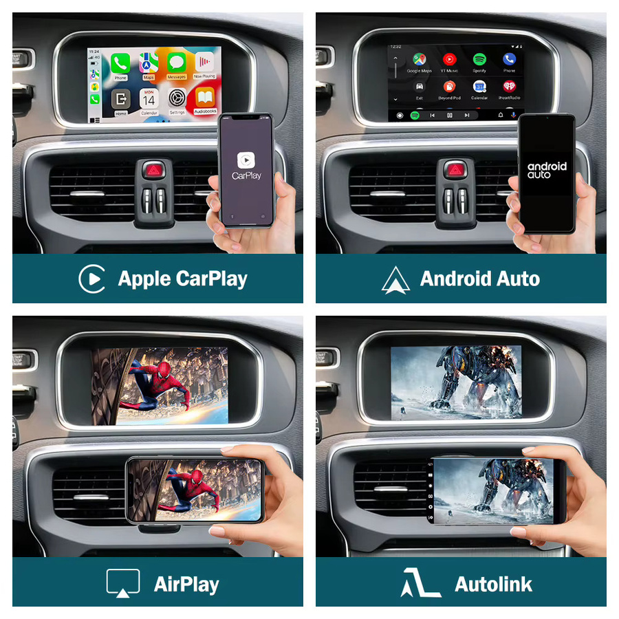 AUTOABC Drahtloses CarPlay und Android Auto Interface für Volvo V40 2014–2017, XC60, S60L mit 7-Zoll-Display, MirrorLink, AirPlay und Rückfahrkamera Unterstützung sowie Bluetooth - Bild 3