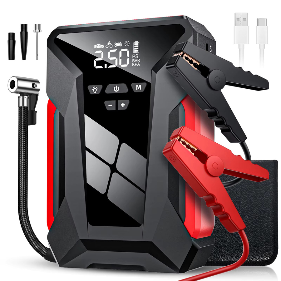 Multifunktionales Auto-Starthilfegerät mit 150PSI Reifenfüller und Powerbank in Schwarz inklusive Aufbewahrungstasche - Bild 6