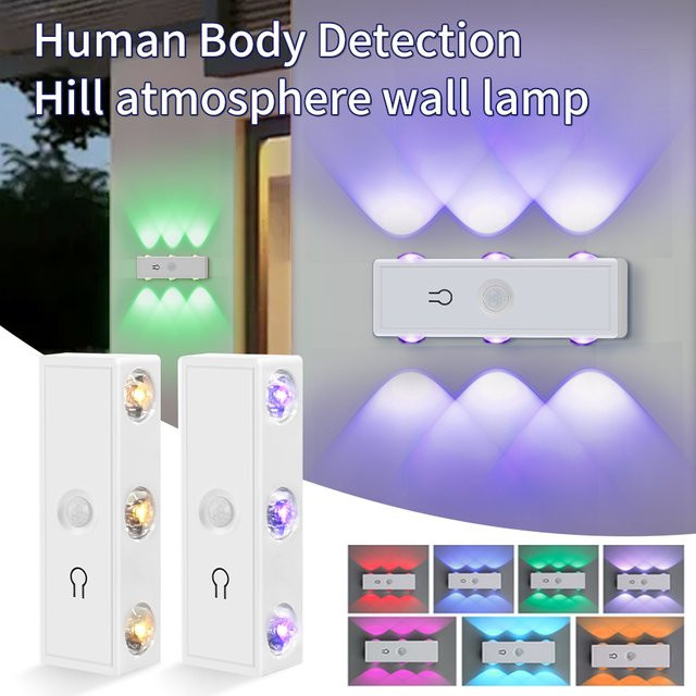 GGBEE Sensor-Nachtlicht mit Bewegungsmelder, magnetische wiederaufladbare Wandlampe mit RGB-Ambientebeleuchtung in Weiß und Multicolour für Flur und Schlafzimmer - Bild 1