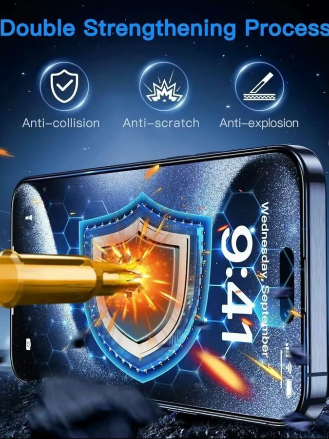 Blaulichtblockierender Displayschutz aus gehärtetem Glas für Apple iPhone 11 bis iPhone 17 Serie, transparent - Bild 4