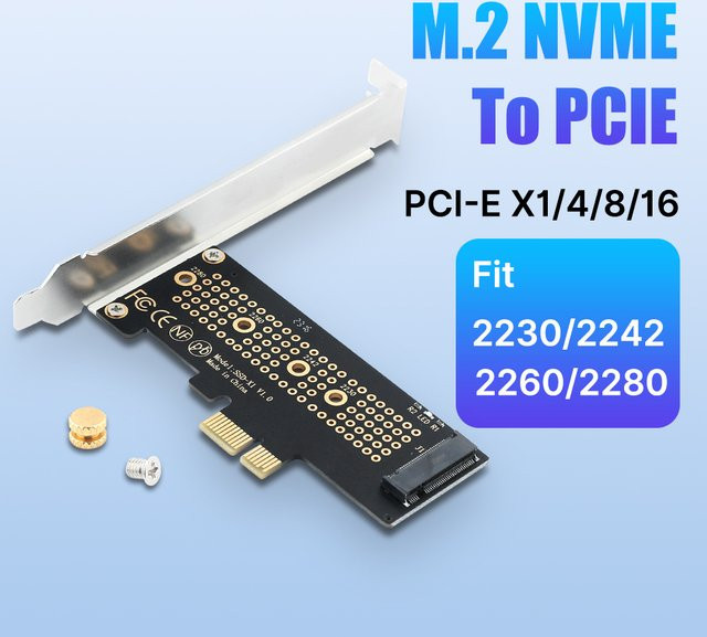 Fenvi M.2 NVMe SSD zu PCIe 4.0 Adapter Karte in Schwarz für Desktop PC, kompatibel mit M-Key 2230/2242/2260/2280 SSDs - Bild 1