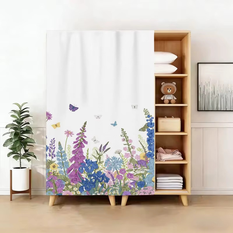 VIKAMA Kurzer Vorhang mit Aquarell-Blumen- und Schmetterlingsdruck in Multicolour, Breite: 70 cm, Höhe: 40 cm - Bild 2
