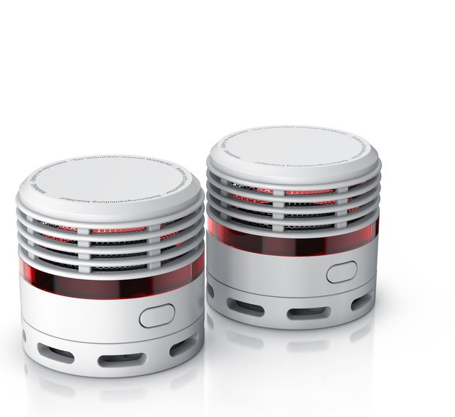 Brandson Rauchmelder Mini Set 2er Pack in Weiß mit 10 Jahre Batterie und 1500 mAh Lithium Ionen Akku - Bild 1