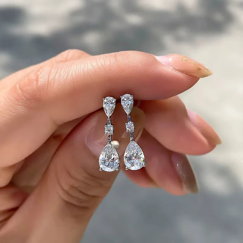 Huitan Ohrringe, Waterdrop, Cubic Zirkon, Silber Farbe, Damen - Bild 2