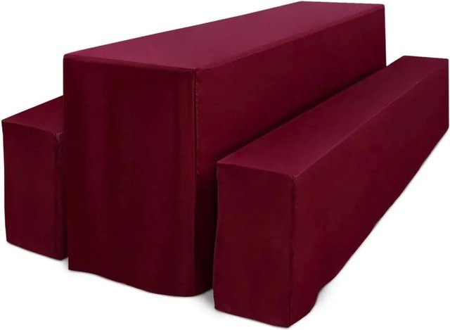 Beautissu 3tlg Biertischhussen Set für Bierzeltgarnitur aus Polyester in Bordeaux, Breite: 220 cm - Bild 1
