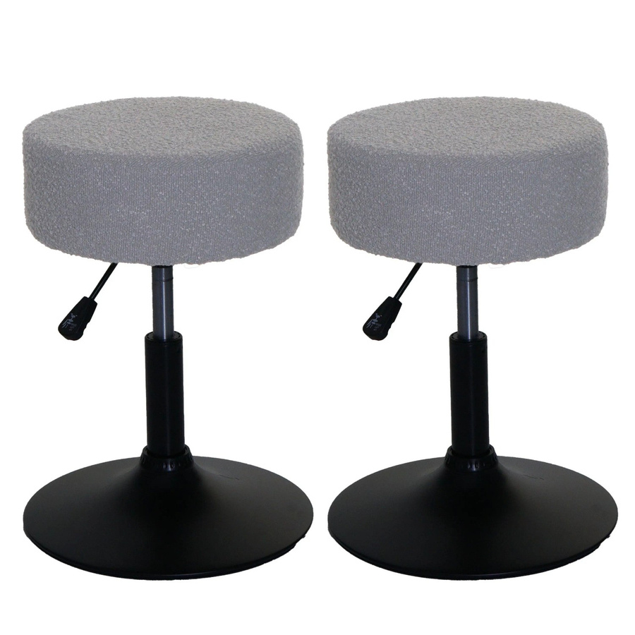 PROREGAL 2er-Set Sitzhocker aus Bouclé in Grau, höhenverstellbar und drehbar, Durchmesser: 37 cm, Sitzhöhe: 45-57 cm - Bild 2