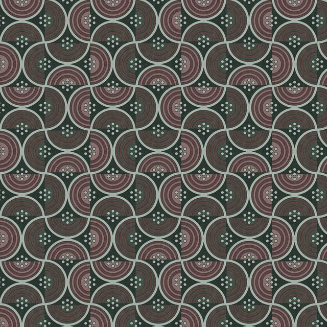 Profhome Retro Tapete Geometrisch in Schwarz Rot Grau Grün, Vlies, Breite: 0,53 m, Länge: 10,05 m - Bild 1