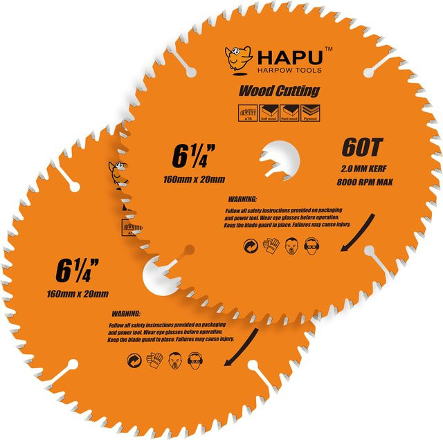 HAPU TCT Kreissägeblatt für Holzbearbeitung mit 60 Zähnen, 158,75 mm Durchmesser und 20 mm Bohrung - Bild 1